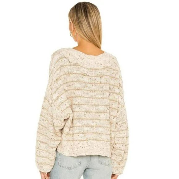 Free People Starlight Striped Pullover Sweater, Pearl Island Combo - Picture 2 of 12